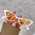 Cat eye sunglasses with white frames and orange lenses featuring golden chain details - White Frame Gradient Orange Lens