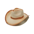 Detail of gradient brown woven texture on a straw cowboy beach hat with wide brim - M (56-58cm) / Beige