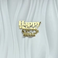 Goldener Acryl Happy New Year Kuchendeckel mit Schneeflocken auf weißem Hintergrund - Frohes Neues Jahr B Gold