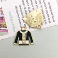 Enamel alloy clothing charms with pearl accents in black and white finish - Women's Clothing With Pearl Style (12101)