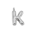 Polished silver stainless steel chubby bubble letter K pendant with smooth metallic finish - Silver Letter K