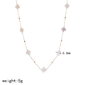 French style gold titanium steel necklace with white clover pearl shell pendant - White Clover Necklace (TN3404)