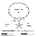 18K gold stainless steel starfish shell pearl charm bracelet with length measurements - Starfish Shell Pearl Bracelet / Silver