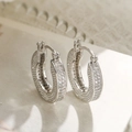Eleganti orecchini a cerchio argento con pavé di zirconi e chiusura a scatto - Cerchio Rotondo / Argento