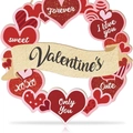 Dettaglio ghirlanda di cuori in legno rosso per San Valentino con glitter e scritte dolci - Stile C Banner a cuore glitterato
