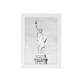 Minimalist white wooden photo frame featuring Statue of Liberty black and white art print - White / 3.5 X 5 Inches (8.9 X 12.7 Cm)