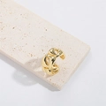 Bague chaîne dorée ajustable au design géométrique poli sur pierre blanche - Creux (Or)