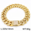 Hip Hop vergoldetes Edelstahl Iced Out Panzerarmband 14mm mit funkelnden CZ-Steinen - 14mm (KB184852-MZOZ) / Gold