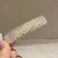 Pasador de pelo rectangular con tres filas de perlas blancas y borde de pedrería brillante - Estilo 17 [Perla Blanca]