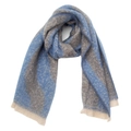 Detail of blue and beige bouclé scarf showing soft texture and fringe edges - 190x40+3cm / 05# Grey Blue