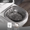 Transparent black sitz bath for toilet with white hook and manual flusher sprayer - [PP] Transparent Grey + Flusher + Hook