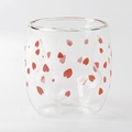 Mug double paroi patte de chat avec pétales de fleurs rouges pour lait et café - Style sans logo / Transparent Modèle B (Pas de Logo)