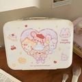 Beige Toy Story makeup case with cartoon bear prints and comfortable handle - Heart Dog