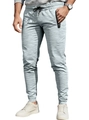 Pantaloni jogger azzurri da uomo con coulisse in vita e tasche con cerniera laterali - S / grigio scuro