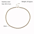 4mm gold stainless steel beaded necklace with adjustable 40.5+5cm chain for women - Gold Stainless Steel Ball Necklace 4mm (KN238526-Z)