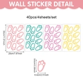 Gedetailleerde afmetingen voor 40 stuks gekleurde konijnenpoot vloerstickers - 20x30cm (4 Vellen) / Multicolor Combo