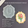Détail du moule en silicone bouquet de roses avec pendentif en plâtre et dimensions du moule - Moule d'étiquette rose