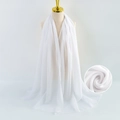 Elegant white pearl chiffon scarf displayed on a mannequin with texture detail - White