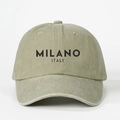 Berretto da baseball vintage in cotone lavato verde salvia con ricamo Milano - Taglia unica / Cachi chiaro