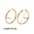 Polished 18k gold hollow hoop earrings with 40mm diameter and minimalist circular style - Gold-40mm(TE6001-40)