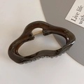 Translucent dark brown wavy acrylic claw clip for thick hair with golden spring - 11.5CM Cloud / Dark Gray