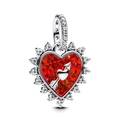 Romantischer Herz-Charm aus rotem Opal mit Amors Pfeil und funkelnden Kristallen in Silber - Rotes Herz Amorpfeil (5988952208329)