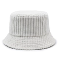 White wide-striped corduroy bucket hat for women with a warm textured finish - Adjustable / White