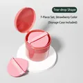7-pack strawberry pink teardrop makeup sponges with storage box for BB cream application - Waterdrop Shape (7 Pcs Set) / Strawberry Pink