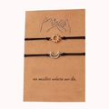 Pinky promise sun and moon adjustable woven bracelets on kraft card for couples - Pinky Promise Mixed Metals