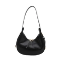 Glossy black half-moon hobo bag with dual gold zippers and stylish crescent design - Black
