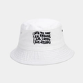 Dettaglio cappello a secchiello in cotone bianco con ricamo nero e occhielli in metallo - Taglia unica / Bianco