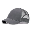 Dunkelgraue atmungsaktive Mesh-Trucker-Kappe mit kurzem gebogenem Schirm für Sport - Verstellbar / Grau