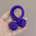 Élastique à cheveux violet avec texture tressée double brin et nœuds décoratifs - Violet