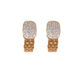 Elegant gold geometric earrings with rectangle pave-set crystals and hinged strap design - Gold