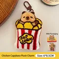 Cute capybara plush keychain sitting in a red and white popcorn bucket, size 6x8.5cm - 3# Popcorn Box Capybara Keychain