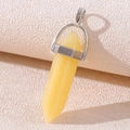 Polished hexagonal natural yellow crystal pendant with a sleek silver metal clasp - Topaz
