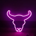 Rosa LED Stierkopf Neonschild für Wanddekoration und festliche Raumbeleuchtung - Rosa