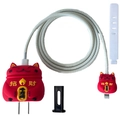 Maneki-neko themed charger cover kit for iPhone 18W/20W including cable protectors - Lucky Cat Red / Five-Piece Set