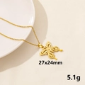 Minimalist gold butterfly pendant necklace 27x24mm in polished stainless steel finish - Filament Hollow Butterfly Style (S809-G+N22-G)