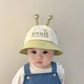 Cute snail-themed baby bucket hat in cream and green with 3D antenna and embroidery - 8 Months-3 Years (46-50cm) / 01 Green (Snail Style)