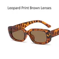 Retro square kids sunglasses featuring stylish leopard print frames and brown lenses - Leopard / Brown