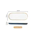 Hand-painted ceramic spice tray in deep blue and white with gold rim, 33cm long - Ceramic Seasoning Tray (Blue)