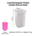 Moule en silicone pour bougies rayées avec dimensions et bougie finie rose - Colonne Rectangulaire à Rayures