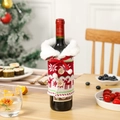Copribottiglia di vino natalizio in maglia con renna, fiocchi di neve e bottoni in legno - Stile Alce / Rosso Bianco Verde