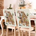 Festive Christmas chair covers with gingerbread house and gnome patterns in a warm dining room - Gingerbread Man and Gnome (YT05-11)