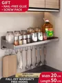 Gunmetal grey kitchen shelf in matte finish with hooks and towel bar, 50cm x 20cm - with Hook / 20x50cm