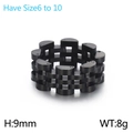 Anillo de cadena industrial de acero inoxidable negro con ancho de 9mm y peso de 8g - US 6 / Negro