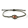 Bracelet œil porte-bonheur fait main en cordon tressé vert foncé, taille réglable - Vert Foncé