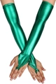 Metallic green long fingerless gloves with shinny patent leather finish for cosplay events - Finger Hook / Dark Green