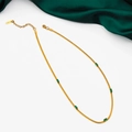 Collana a catena serpente placcata oro 18K con cinque zirconi verdi rettangolari - Collana / 40+5cm / Smeraldo
